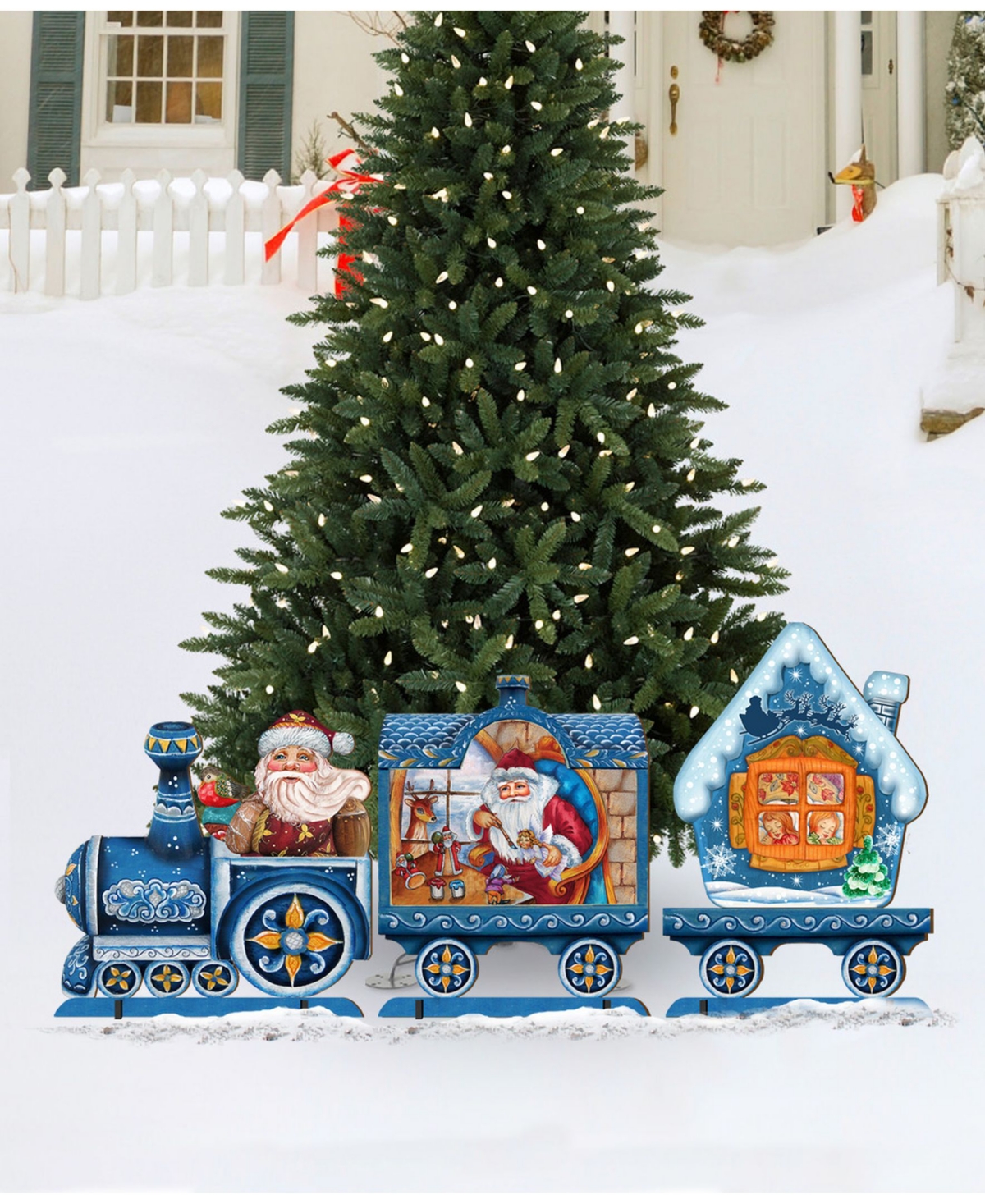 Designocracy Santa Holiday Express Wooden Outdoor Decoration