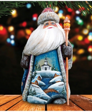 G.debrekht Woodcarved Hand Painted Winter Church Santa Figurine In Multi