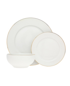 Godinger Pique 18 Piece Dinnerware Set, Service For 6 In White