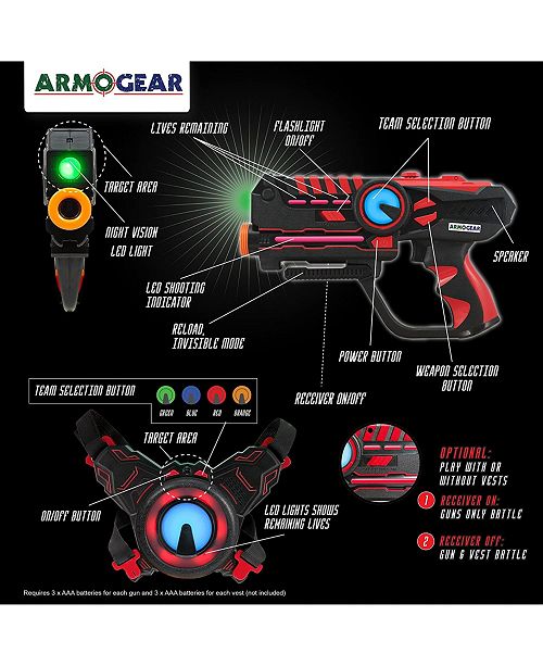 NESSTOY ArmoGear Infrared Laser Tag Guns and Vests Laser Battle Game