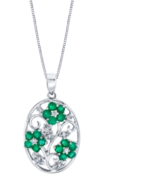 image of Emerald (1-1/5 ct. t.w.) & Diamond (1/10 ct. t.w.) Flower 18
