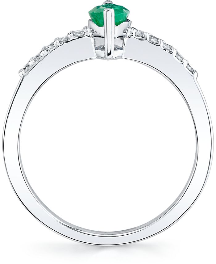 Macy's - Emerald (5/8 ct. t.w.) & Diamond (1/6 ct. t.w.) Ring in 14k White Gold