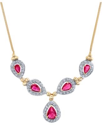 Macy's - Ruby (2-1/2 ct. t.w.) & Diamond (1/2 ct. t.w.) 16" Statement Necklace in 14k Gold