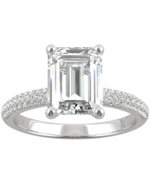 image of Charles & Colvard Moissanite Emerald-Cut Engagement Ring (2-7/8 ct. t.w. Dew) in 14k White Gold