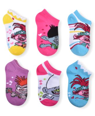 Planet Sox - Little & Big Girls 6-Pack Trolls Socks