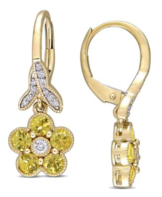 Macy's yellow gold diamond earrings discount