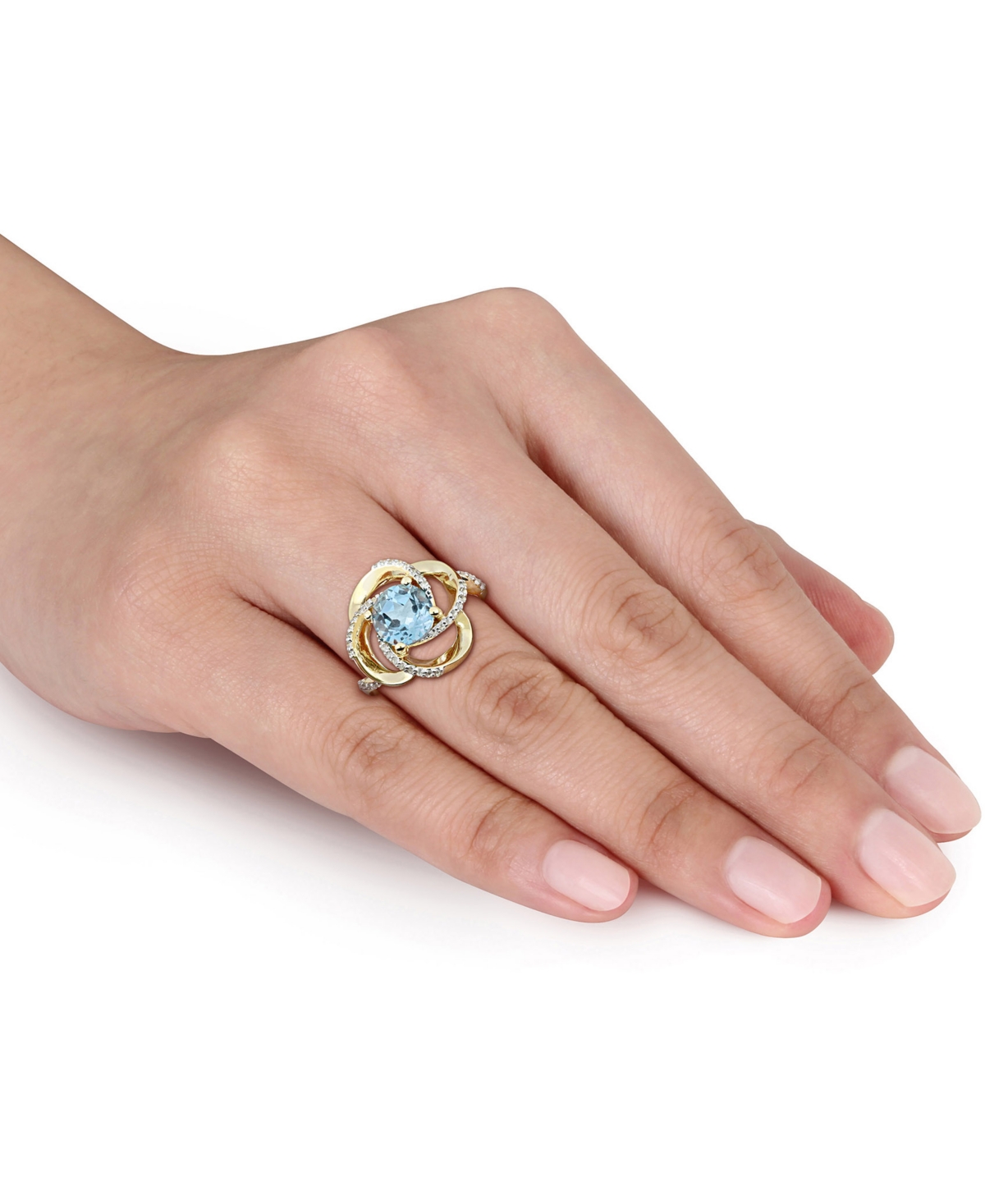 (2-1/3 ct. t.w.) & White Topaz (1/4 ct. t.w.) Swirl Statement Ring in 18k Gold-Plated Sterling Silver - Blue Topaz