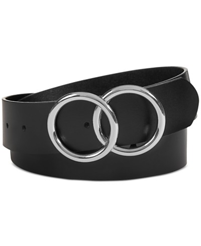Lauren Ralph Lauren Concho-Detail Skinny Black Leather Belt & Reviews - Belts - Handbags Accessories - Macy's