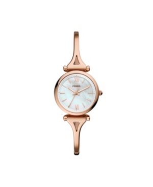 image of Fossil Carlie Mini Three-Hand Rose Gold-Tone Stainless Steel Watch 28mm