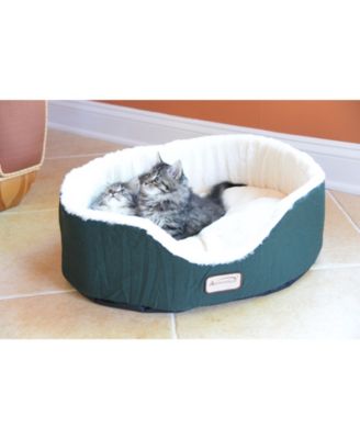 Cat Bed Oval Pet Cuddle House in Laurel Green/Ivory