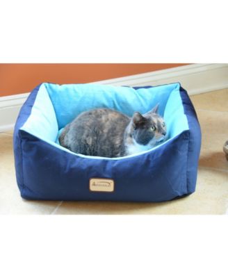 Cat Bed, Small Pet Bed, Navy Blue/Sky Blue, C09HSL/TL - Extra Thick Poly Fill, Waterproof Lining, Skid-Free Base