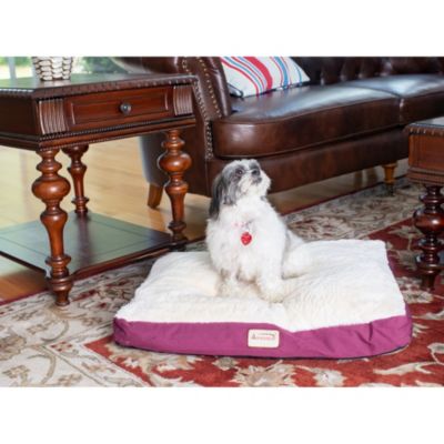 M02HJH/MB-M Medium Pet Bed, Dog Crate Mat With Poly Fill Cushion & Removable Cover, Burgundy & Ivory