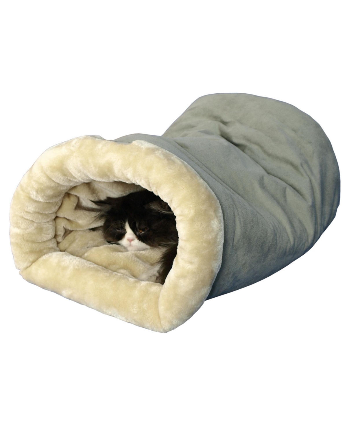 Burrow Sleep Cat Bed, Soft Cave Bed For Dog And Cat, C15HHL/Mh, Sage Green & Beige - Sage green  beige