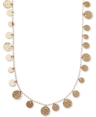 Nine West - Necklace, Gold-Tone Hammered Disc Strand Necklace