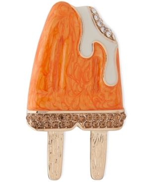 image of Anne Klein Gold-Tone Pave & Stone Popsicle Pin