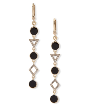image of Dkny Gold-Tone Stone & Crystal Linear Drop Earrings