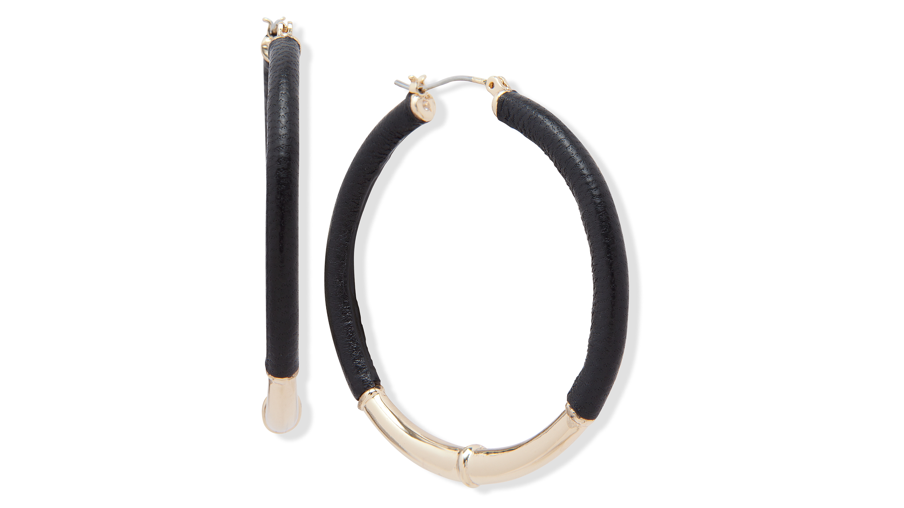 Lauren Ralph Lauren Medium Leather Hoop Earrings, 2"