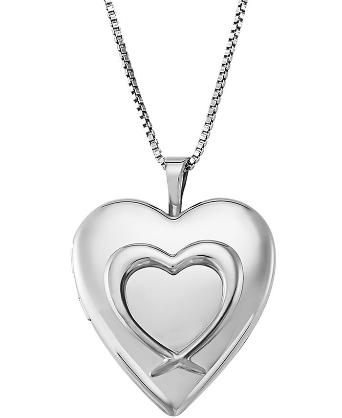 Macy's Heart Locket 18" Pendant Necklace in Sterling Silver Macy's