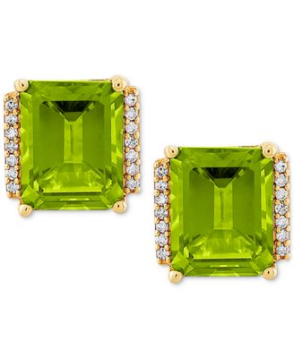 Gemstone and Diamond Accent Stud Earrings in 14k Gold  