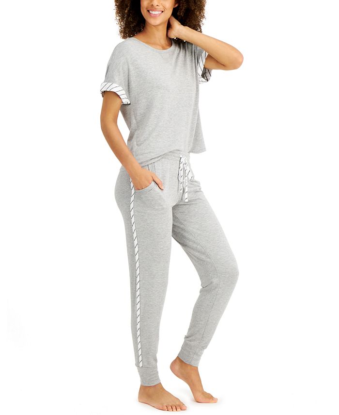 Alfani Ultra-Soft Contrast Trim Pajama Set, Created for Macy's - Macy's
