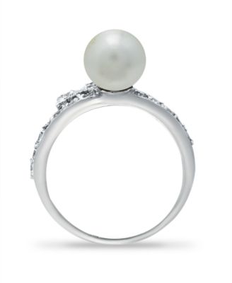 Imitation Pearl Cubic Zirconia Butterfly Ring 