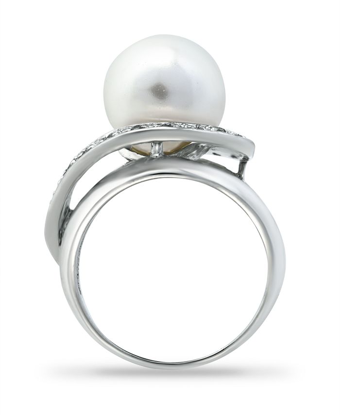 Macy's Imitation Pearl and Pave Cubic Zirconia Swirl Wrap Ring in ...