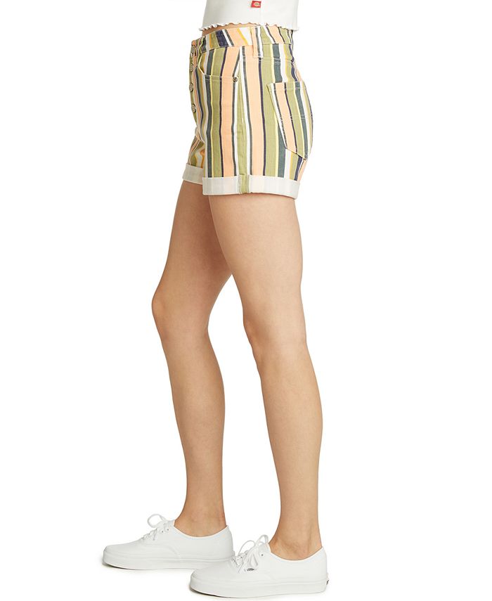 Dickies Juniors' Striped Cotton ButtonFly Shorts Macy's