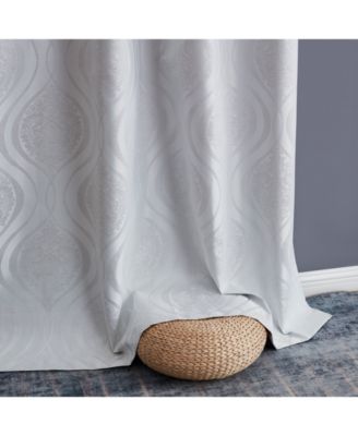 Montero Damask 100% Complete Blackout Shading Thermal Insulated Energy Efficient Heat/Cold Blocking Grommet Heavy Curtain Drapery Panels for Living Room, 2 Panels