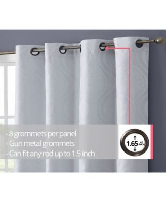 Montero Damask 100% Complete Blackout Shading Thermal Insulated Energy Efficient Heat/Cold Blocking Grommet Heavy Curtain Drapery Panels for Living Room, 2 Panels
