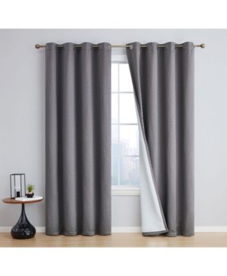 Siena Pattern 100% Complete Blackout Thermal Insulated Double Layer Window Curtain Grommet Panels for Living Room & Bedroom - Energy Savings & Soundproof, Set of 2