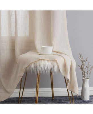 Abbey Faux Linen Textured Semi Sheer Privacy Sun Light Filtering Transparent Window Grommet Long Thick Curtains Drapery Panels for Bedroom & Living Room, 2 Panels