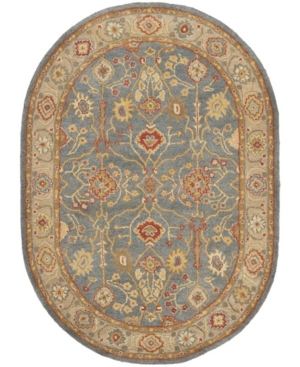 Safavieh Antiquity At314 Blue And Ivory 4'6" X 6'6" Oval Area Rug