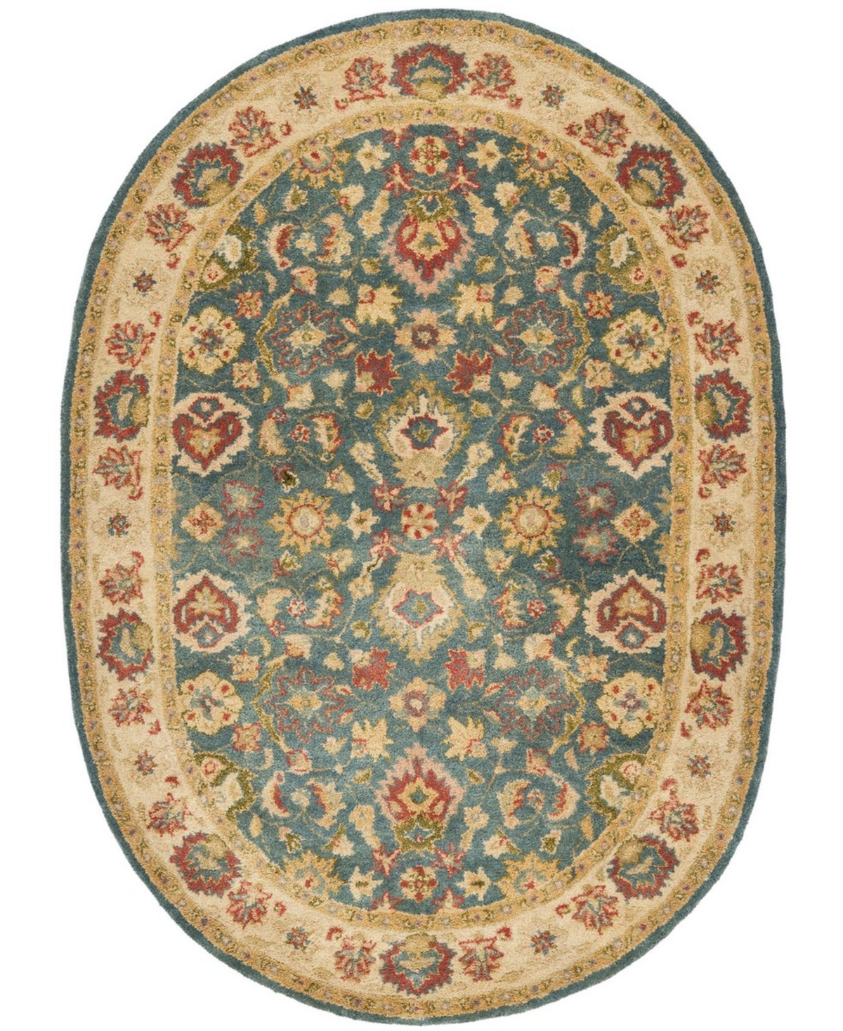 Safavieh Antiquity At15 Blue and Beige 7'6in x 9'6in Oval Area Rug - Blue
