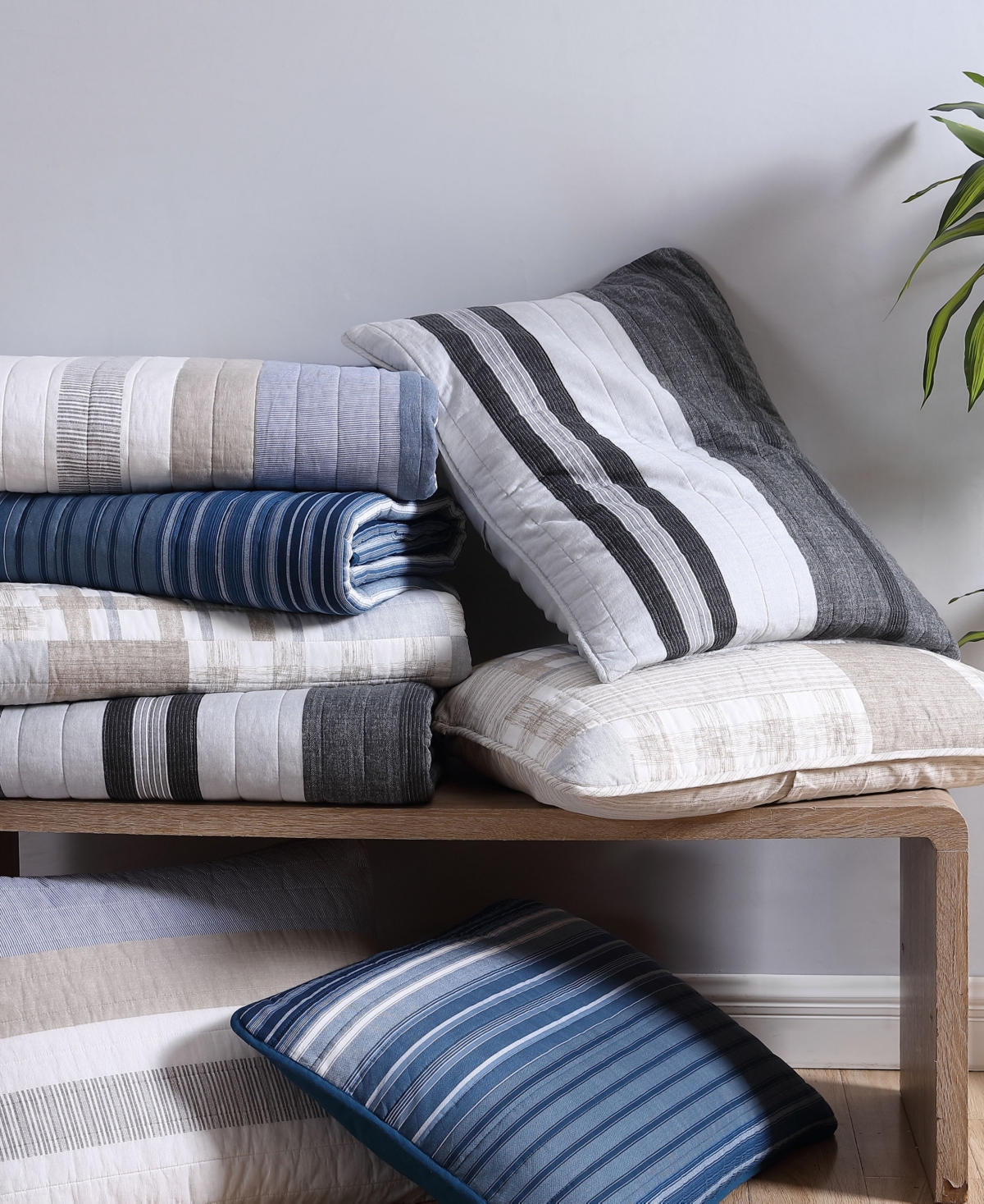 Nautica Galewood Beige Cotton Reversible 3-Piece Quilt Set