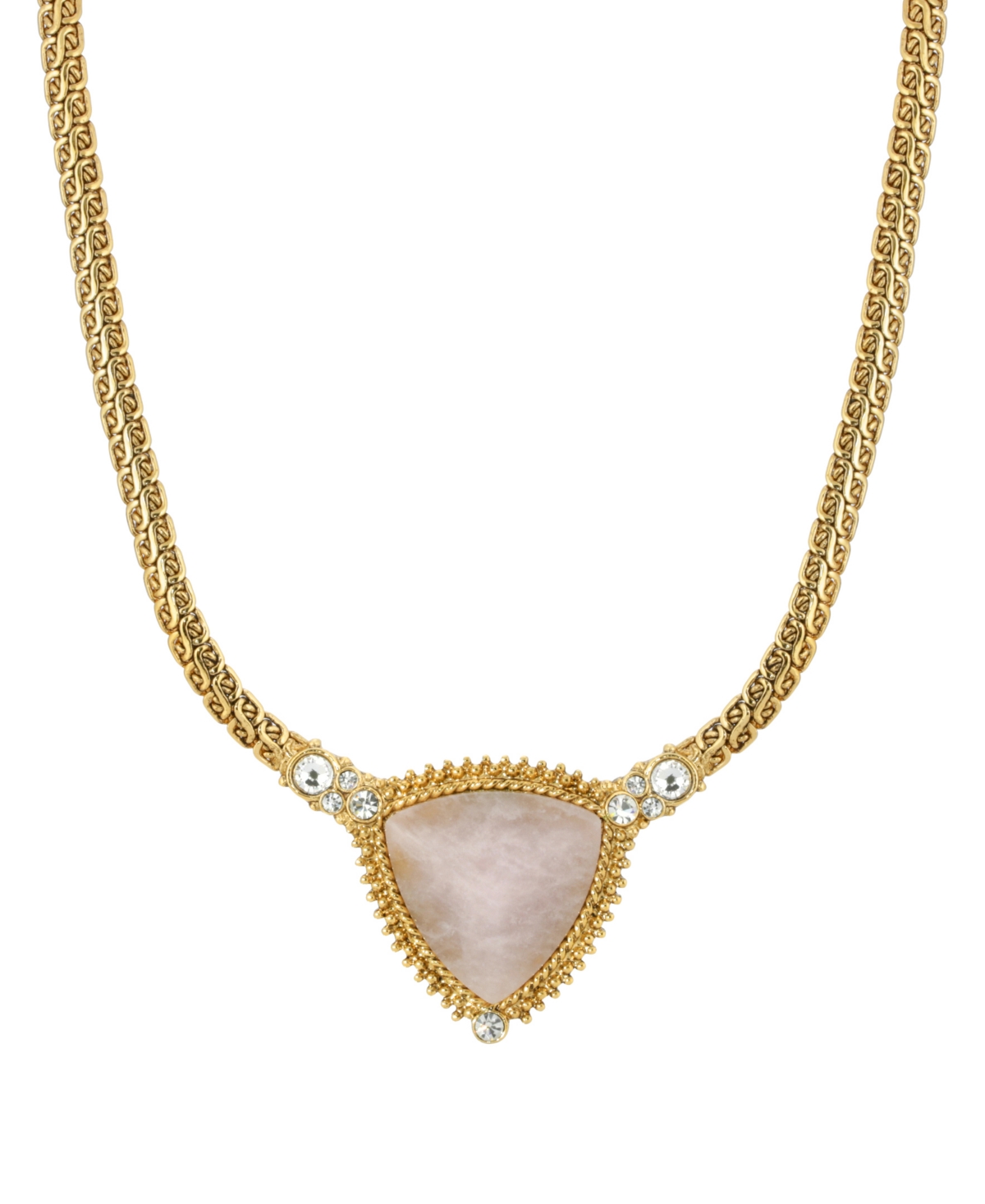 2028 Gold-tone Peach Semi Precious Triangle Stone Necklace