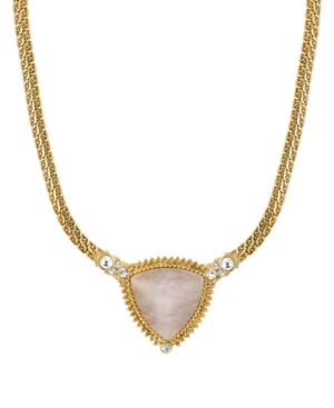 image of 2028 Gold-Tone Peach Semi Precious Triangle Stone Necklace
