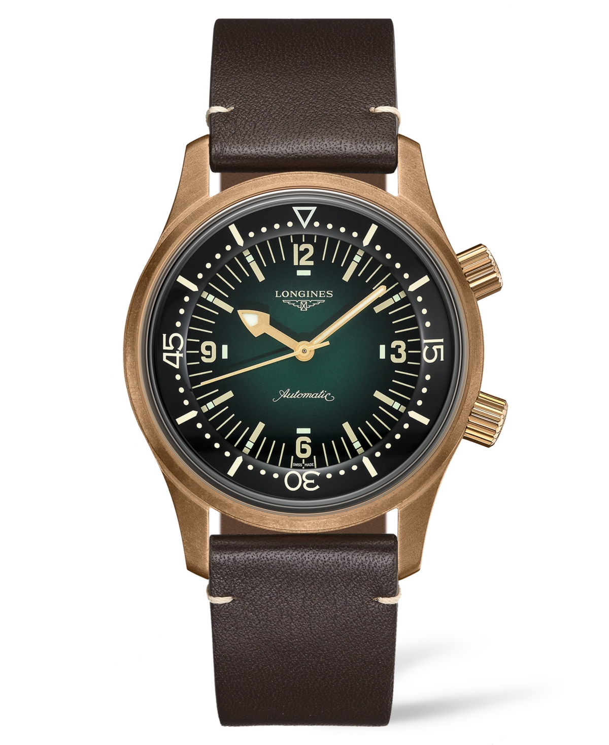 Shop Longines Men's Swiss Automatic Legend Diver Brown Leather Strap Watch 42mm