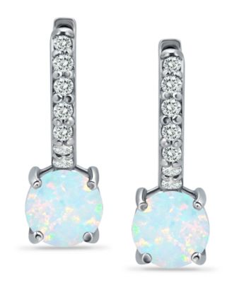 Colored Cubic Zirconia Huggie Hoop Earrings in Sterling Silver or 18k Gold over Silver (Also Available in Lab Created Opal)