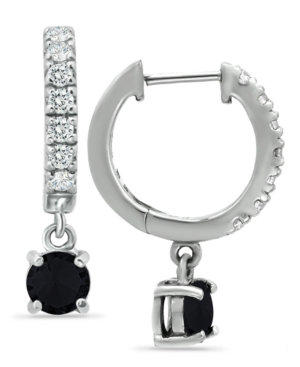 GIANI BERNINI CUBIC ZIRCONIA DANGLE DROP HUGGIE HOOP EARRING IN STERLING SILVER OR 18K GOLD OVER SILVER (ALSO AVAI