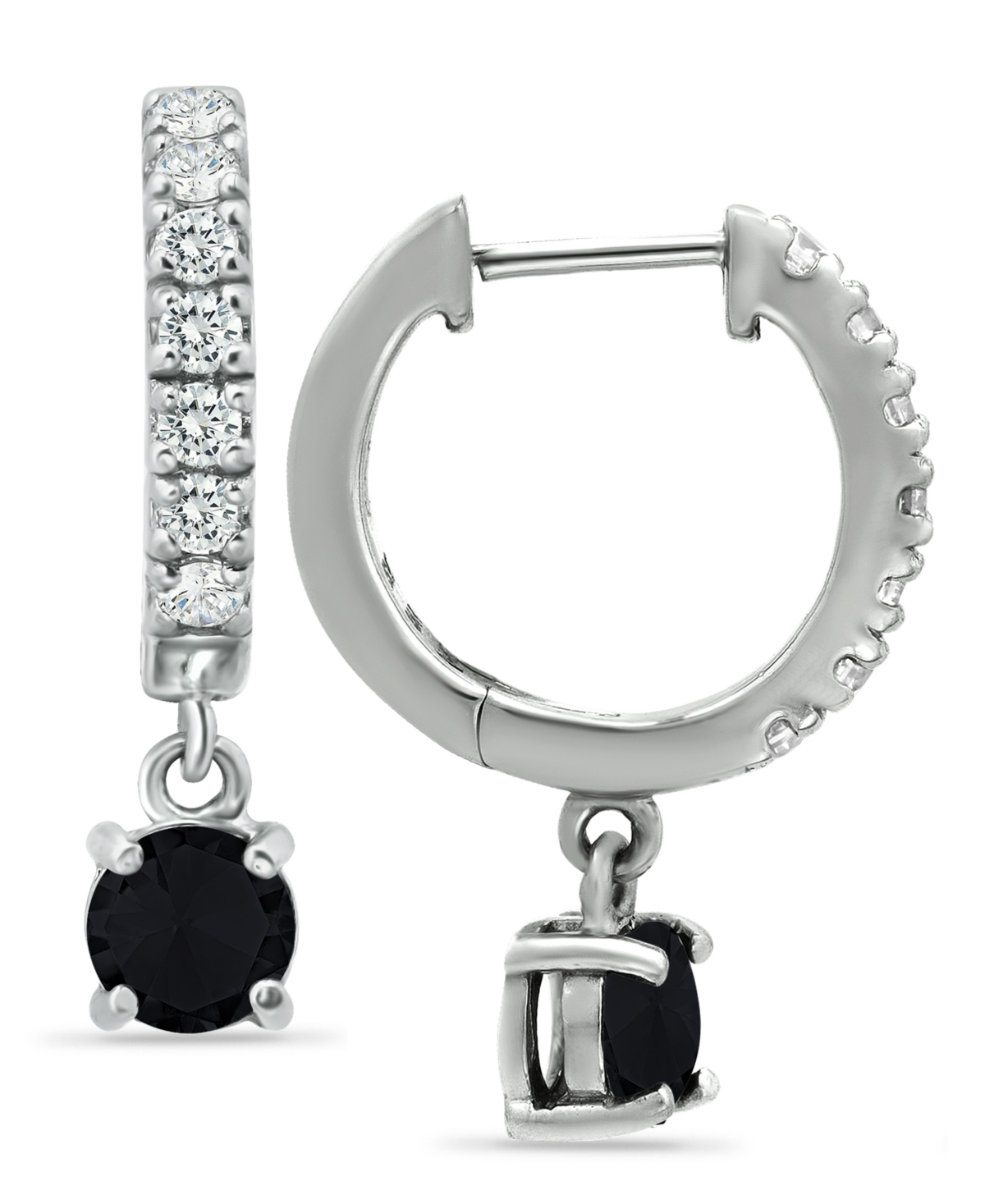 Giani Bernini Cubic Zirconia Dangle Drop Huggie Hoop Earring In Sterling Silver Or 18k Gold Over Silver (also Avai In Black,silver