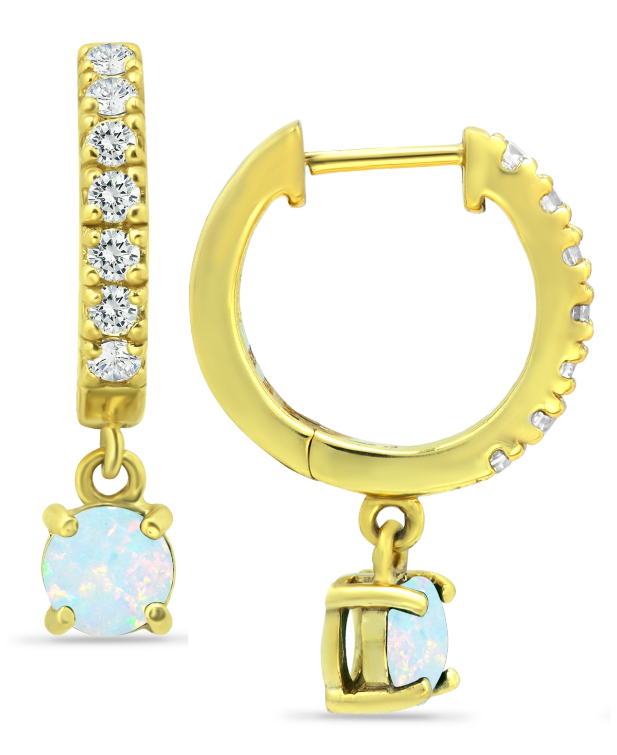 Giani Bernini Cubic Zirconia Dangle Drop Huggie Hoop Earring In Sterling Silver Or 18k Gold Over Silver (also Avai In Lab Created Opal,gold Over Silver