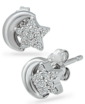 Giani Bernini Cubic Zirconia Star & Moon Stud Earrings In Sterling Silver, Created For Macy's (also In Gold Over S