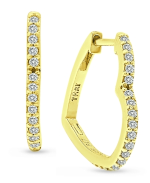 image of Giani Bernini Cubic Zirconia Small Heart Hoop Earrings in 18k Gold-Plated Sterling Silver, Created for Macy-s