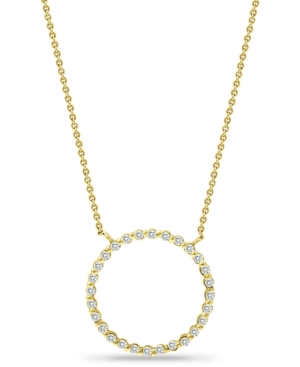 image of Giani Bernini Cubic Zirconia Open Circle Pendant Necklace in 18k Gold-Plated Sterling Silver, 16