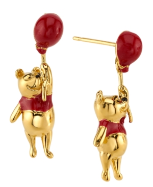 image of Rocklove Disney-s Christopher Robin Pooh & Balloon Drop Earrings in 18k Gold-Plated Sterling Silver
