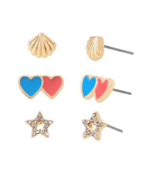 image of BCBGeneration Heart Star Stud Gold-tone Metal Earrings