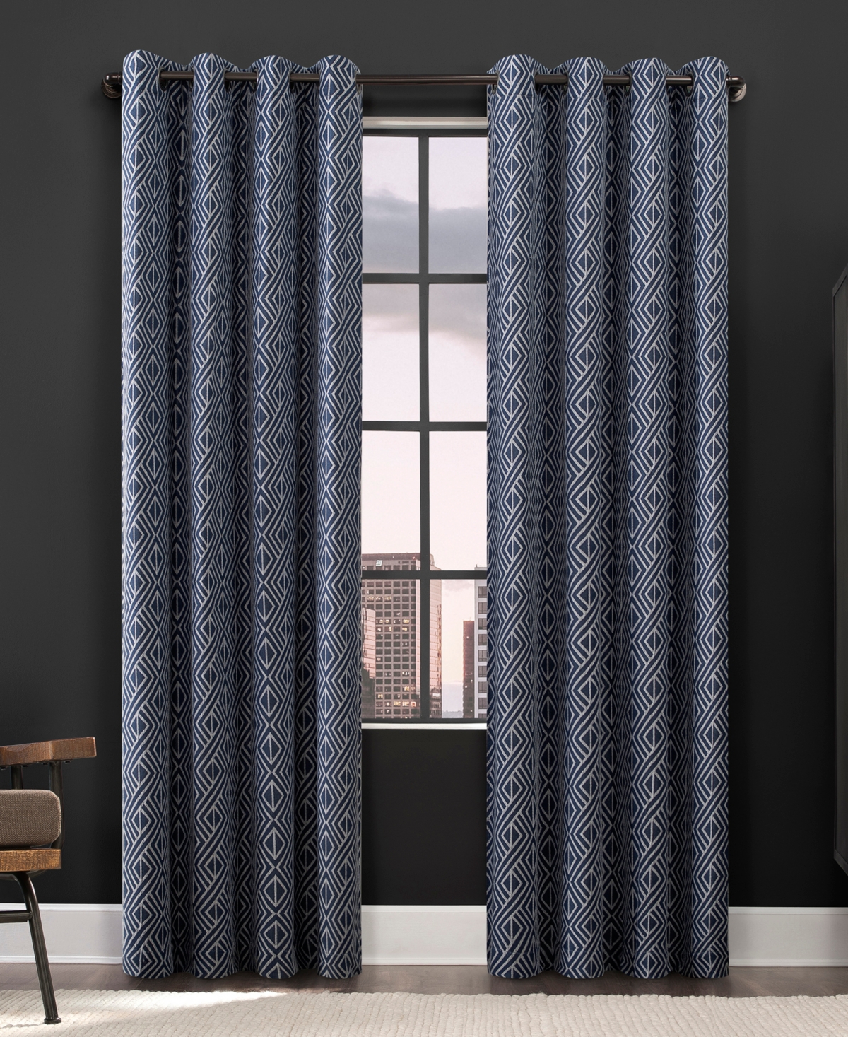Scott Living Gresham Geometric 100% Blackout Grommet Curtain Panel,