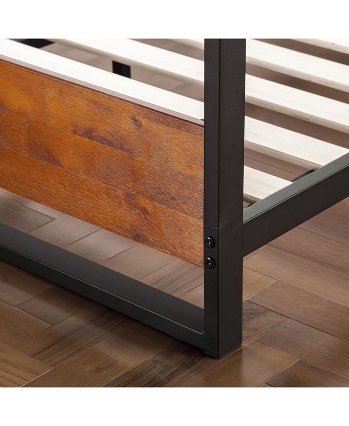 Zinus Suzanne Metal and Wood Platform Bed with Headboard and Footboard