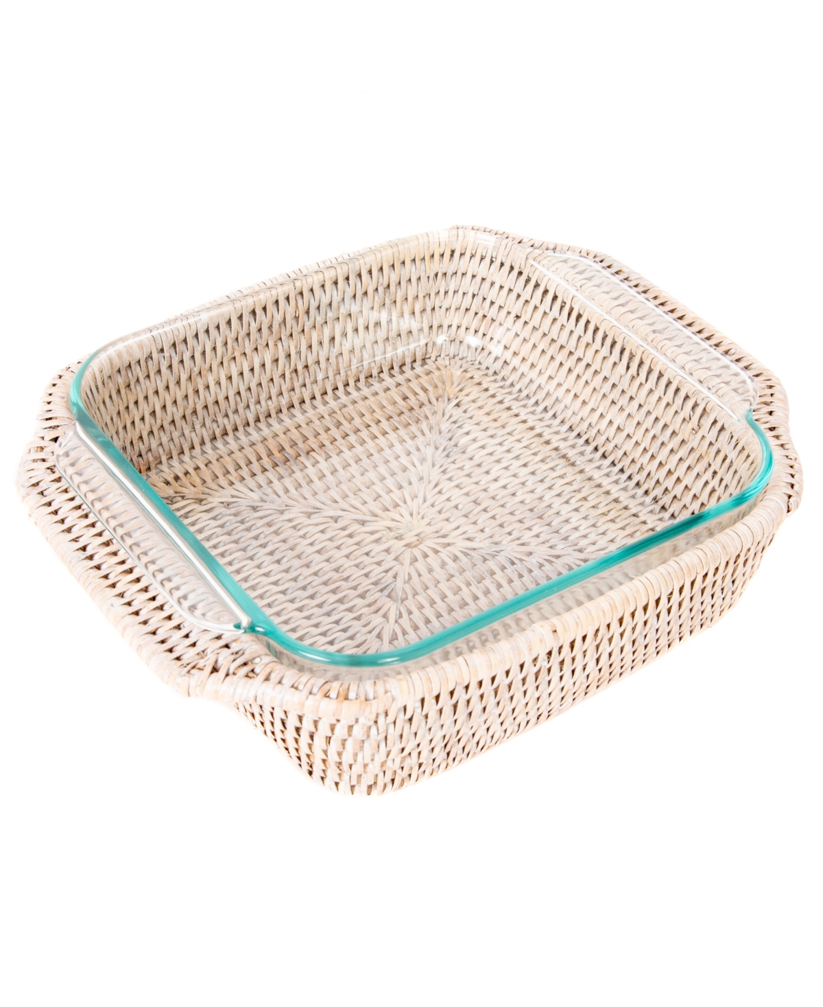 Shop Artifacts Trading Company Artifacts Rattan Square Baker Basket With Pyrex In Off-white