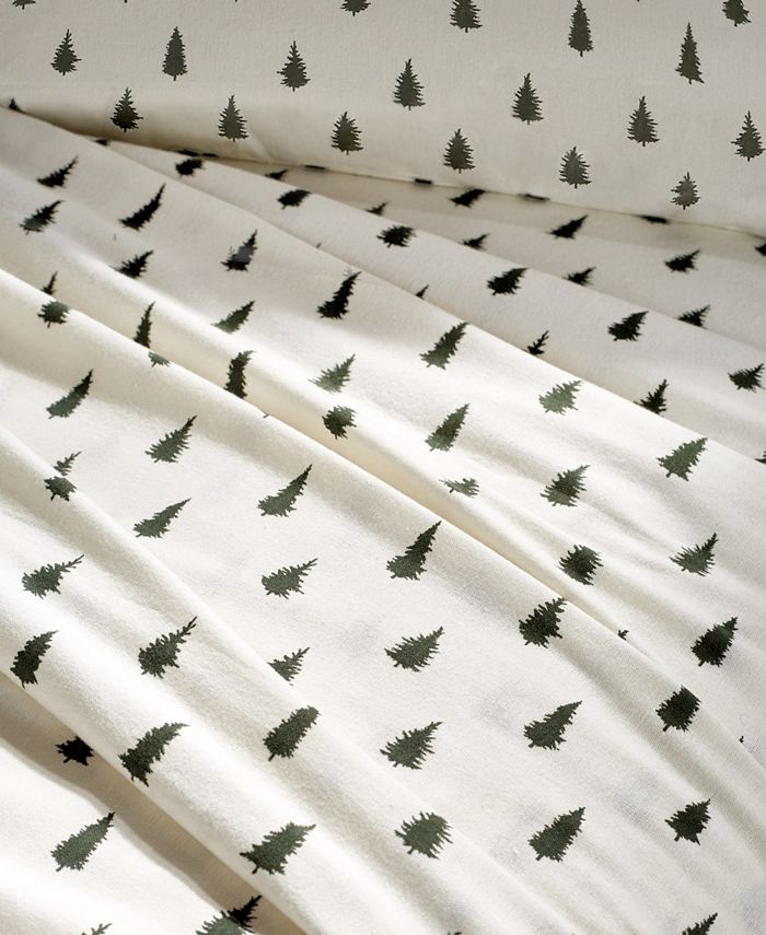 G.H. Bass & Co. Spruce Tree Print Cotton Flannel Sheet Set, Queen - Macy's